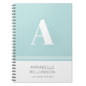 Modernes Notebook mit weißem Aqua-Monogramm Notizblock (Vorderseite)