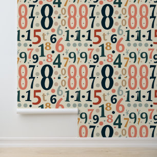 Modernes Nummernmuster Retro Math Typografie Tapete
