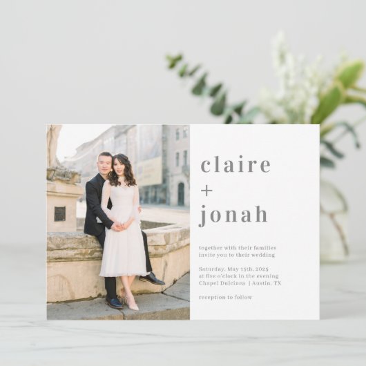 Modernes Nuptial Foto Wedding Einladung MNU (Stehend Vorderseite)