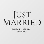 Modernes, nur verheiratetes Hochzeitsreisedokal Fensteraufkleber (Blatt)