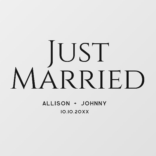 Modernes, nur verheiratetes Hochzeitsreisedokal Fensteraufkleber (Blatt)