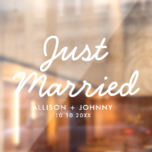 Modernes, nur verheiratetes Hochzeitsreisedokal Fensteraufkleber