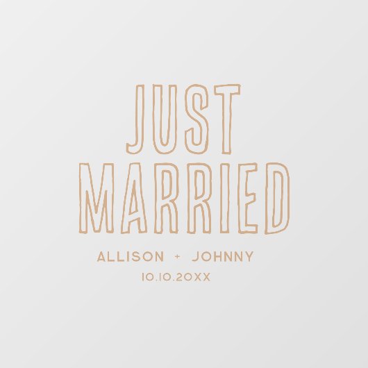 Modernes, nur verheiratetes Hochzeitsreisedokal Fensteraufkleber (Blatt)