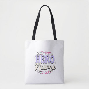 Modernes NURSE HERO Violet über weiße Typografie Tasche