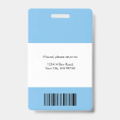 Modernes Nurse-ID Medizinisches Personal Blue Abze Ausweis (Rückseite)