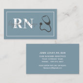 Modernes Nurse Stethoscope Blue Script Beruflich Visitenkarte (Vorne/Hinten)