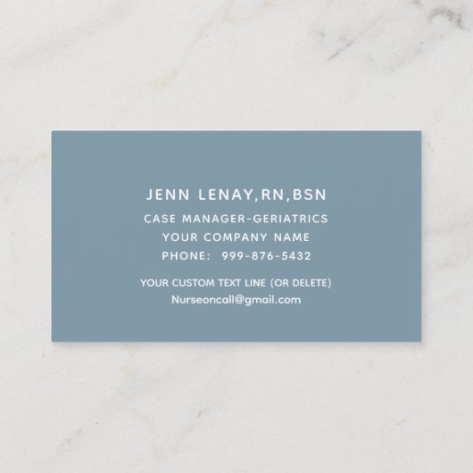 Modernes Nurse Stethoscope Blue Script Beruflich Visitenkarte (Rückseite)