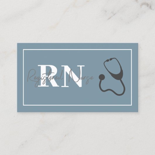 Modernes Nurse Stethoscope Blue Script Beruflich Visitenkarte (Vorderseite)