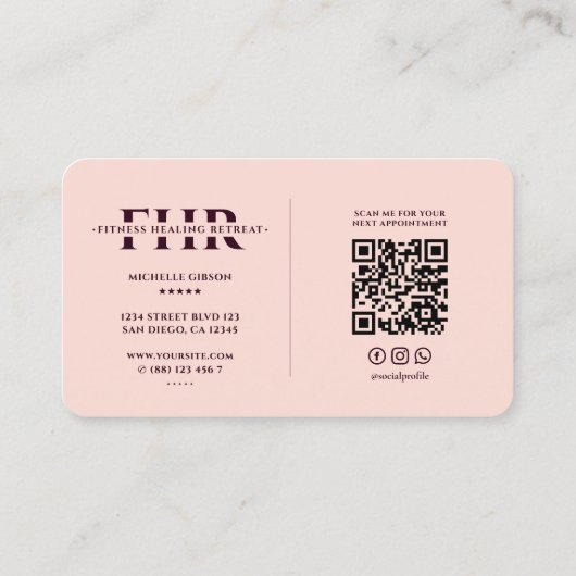 Modernes Nursing Monogram Ästhetik Pink Visitenkarte (Rückseite)