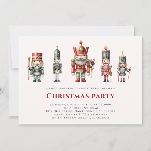 Modernes Nusscracker Weihnachts-Party Einladung (Vorderseite)