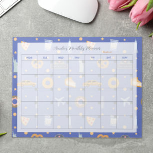 Modernes NYC Muster Blue Monthly Name Notizblock