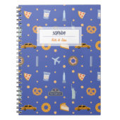 Modernes NYC Muster Blue Name Spiral Notebook Notizblock (Vorderseite)