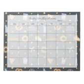 Modernes NYC Muster Dunkelgrau Monatsname Notizblock (Vorderseite)