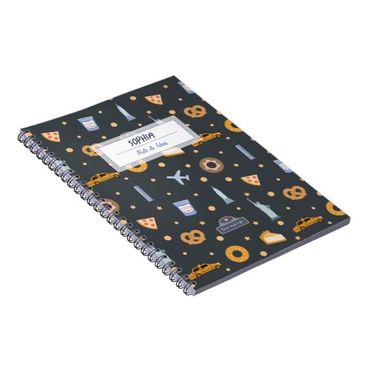 Modernes NYC-Muster dunkelgrau Spiral Notebook Notizblock (Rechte Seite)