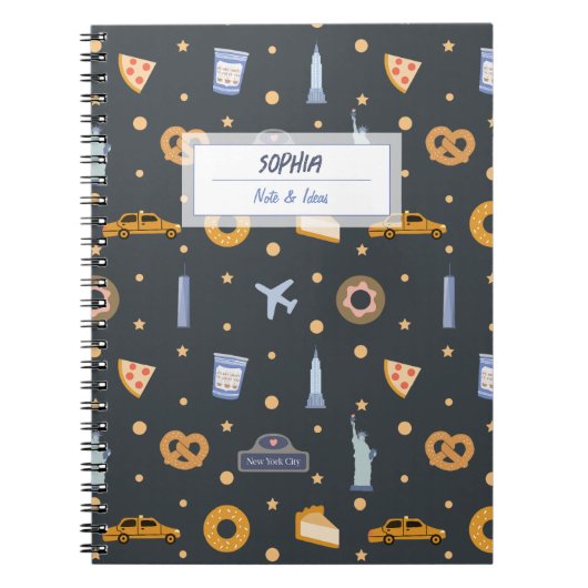 Modernes NYC-Muster dunkelgrau Spiral Notebook Notizblock (Vorderseite)