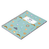 Modernes NYC Muster Green Name Spiral Notebook Notizblock (Linke Seite)