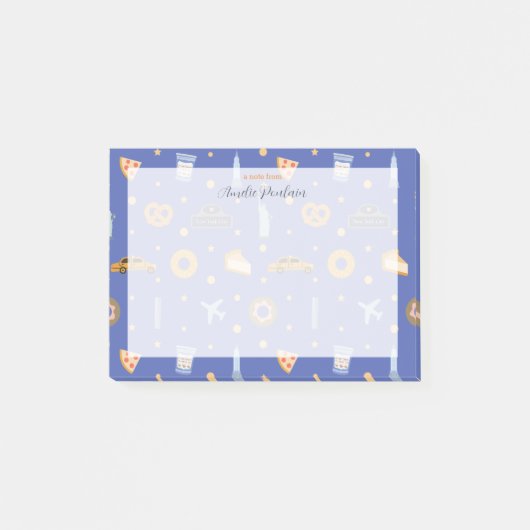 Modernes NYC Muster Royal Blue Name Post-it Klebezettel (Vorderseite)