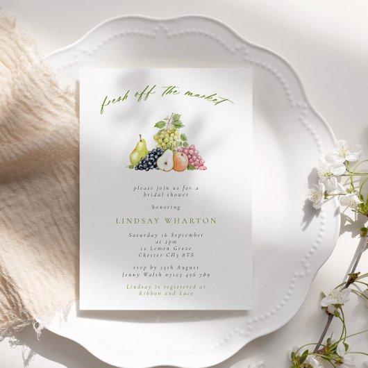 Modernes Obst Fresh off Market Brautparty Einladung