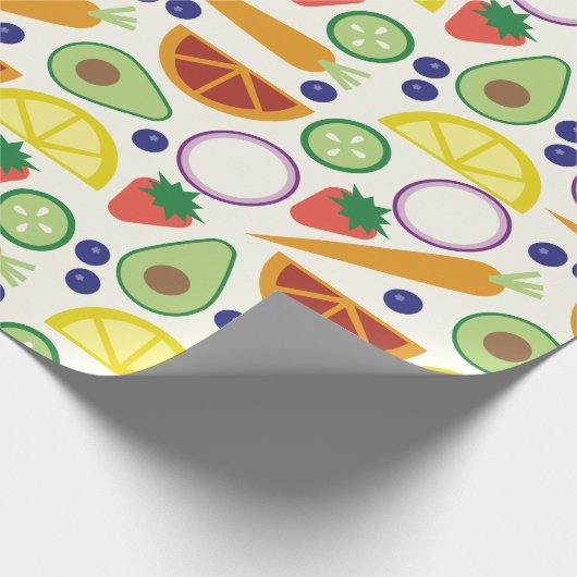 Modernes Obst- und Gemüsemuster Geschenkpapier (Ecke)