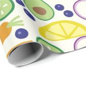 Modernes Obst- und Gemüsemuster Geschenkpapier (Rolleneckpunkt)