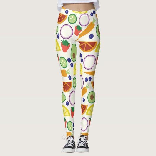 Modernes Obst- und Gemüsemuster Leggings (Vorderseite)