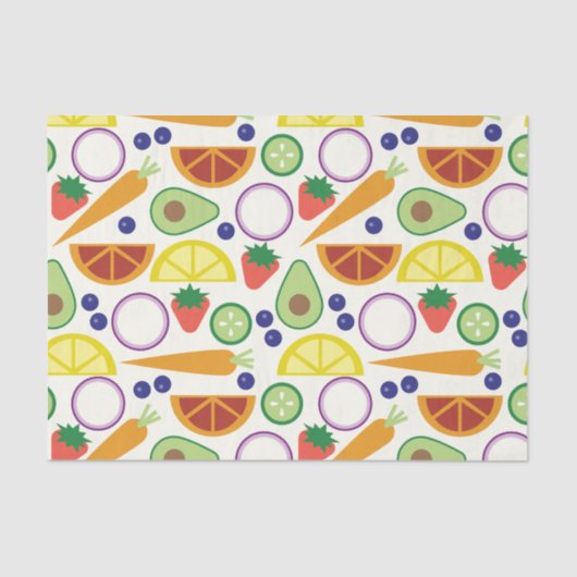 Modernes Obst- und Gemüsemuster Seidenpapier (Vorderseite)