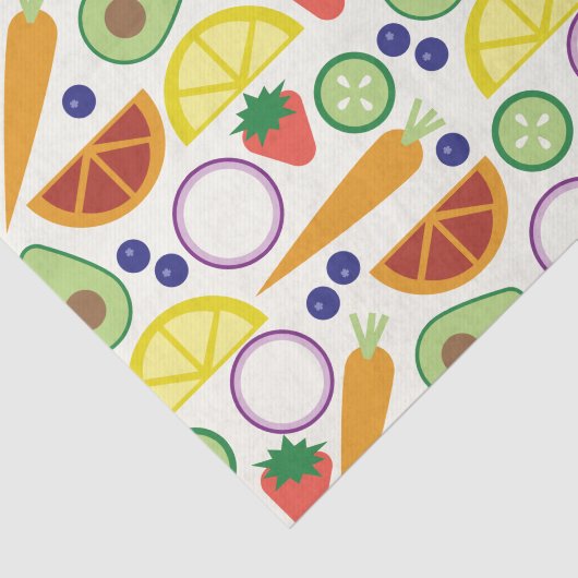 Modernes Obst- und Gemüsemuster Seidenpapier (Ausschnitt)