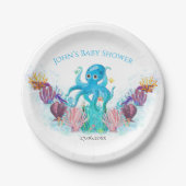 Modernes Ocean Baby Octopus Aquarellfarben P Pappteller (Vorderseite)