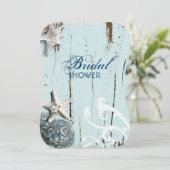 modernes Ocean SeaShells Beach Brautparty Einladung (Stehend Vorderseite)