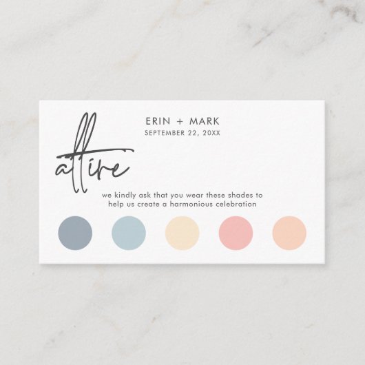 Modernes Ocean Sunset Beach Hochzeitfarbenkleid-Co Begleitkarte (Vorderseite)