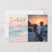 Modernes Ocean Sunset Watercolor Beach Hochzeitsfe Save The Date (Vorderseite)