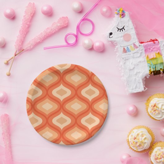 Modernes Ogee Orange und Beige aus dem Mittelalter Pappteller (Party)