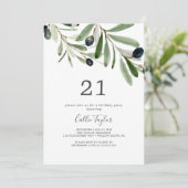 Modernes Olive Branch 21. Geburtstag Party Einladung (Stehend Vorderseite)