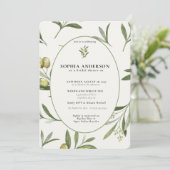 Modernes Olive Branch Brautparty Einladung (Stehend Vorderseite)