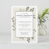 Modernes Olive Branch Brautparty Einladung (Stehend Vorderseite)