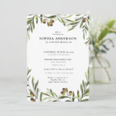 Modernes Olive Branch Brautparty Einladung (Stehend Vorderseite)