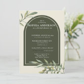 Modernes Olive Branch Brautparty Einladung (Stehend Vorderseite)