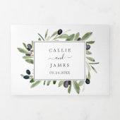Modernes Olive Branch Foto Hochzeit in einem Dreifach Gefaltete Einladung (Cover)