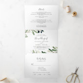 Modernes Olive Branch Foto Hochzeit in einem Dreifach Gefaltete Einladung (Innenseite)