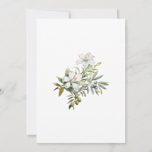 Modernes Olive Floral Brautparty Einladung (Rückseite)