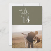 Modernes Olive Green 12x18" Foto Tischnummern (Rückseite)