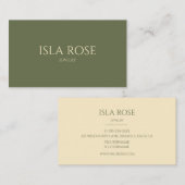 Modernes Olive Green & Creme Visitenkarte (Vorne/Hinten)