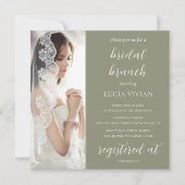 Modernes Olive Green Foto Brautparty Brunch Einladung (Vorderseite)