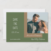Modernes Olive Green Foto Einfache Hochzeit Save The Date (Vorderseite)