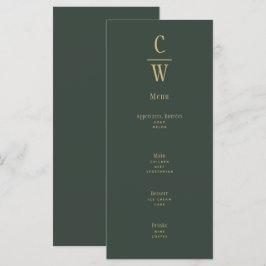 Modernes Olive Green Gold Hochzeitmenü Mit Monogra Menükarte