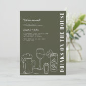 Modernes Olive Green Housewarming-Party Einladung (Stehend Vorderseite)