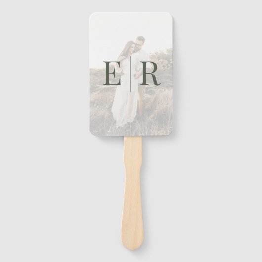 Modernes Olive Green Monogram Foto Wedding Program Fächer (Vorderseite)