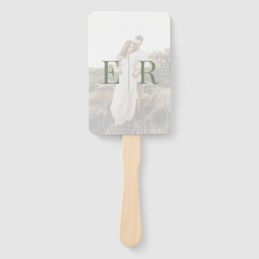 Modernes Olive Green Monogram Foto Wedding Program Fächer (Vorderseite)