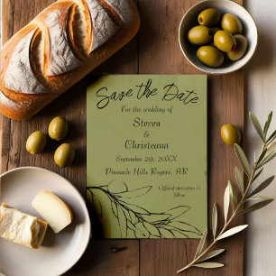 Modernes Olive Green Olive Branch Foto Save The Date
