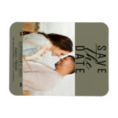 Modernes Olive Green Save the Date Hochzeitssemble Magnet (Horizontal)